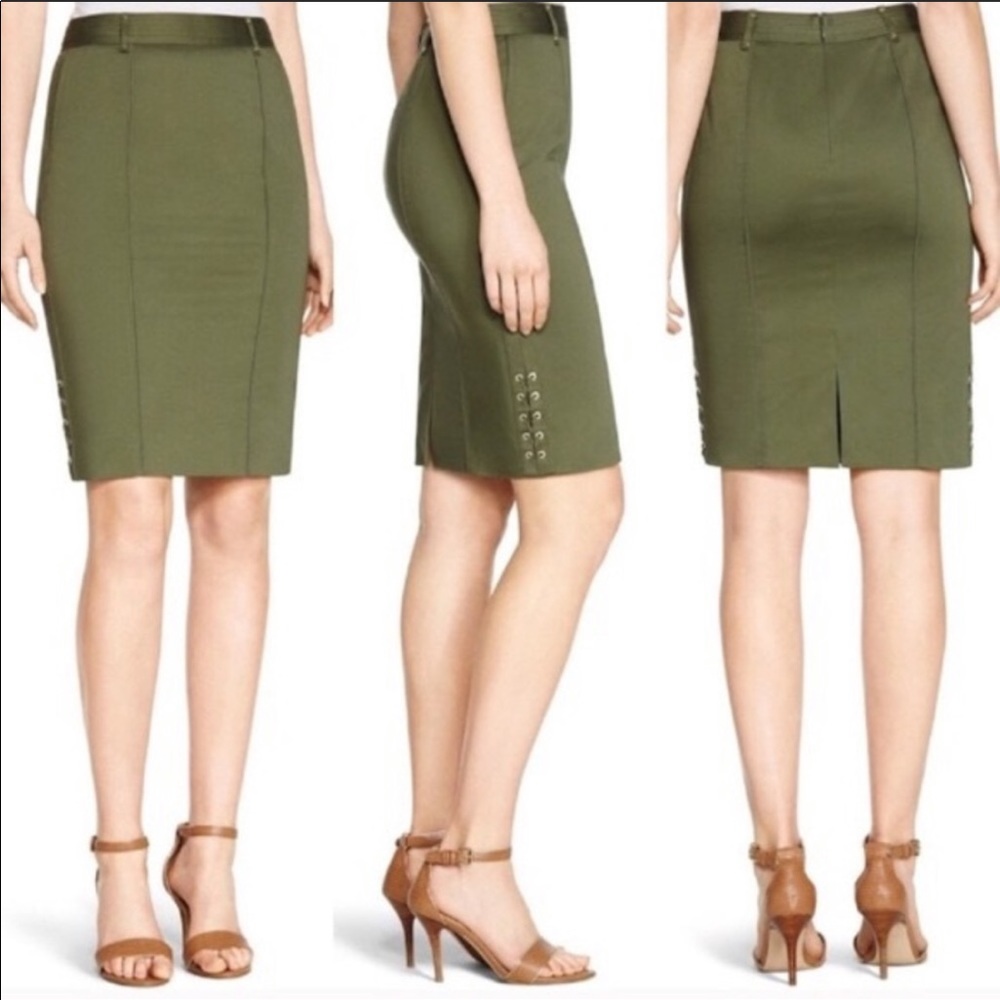 WHBM Olive green pencil skirt